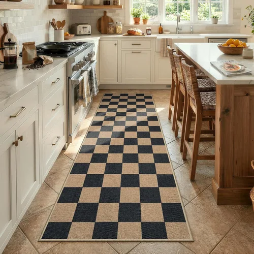 Vista 64 de Lahome Alfombra de yute a cuadros fácil 2'x3', alfombra pequeña para entrada, antideslizante, alfombra para la puerta delantera de la cocina