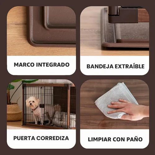 Vista 3 de IRIS USA Jaula Moderna de Madera para Perros – Elegante Perrera de Interior Estilo Mueble y Mesa Auxiliar para Perros Pequeños a Medianos, Jaula