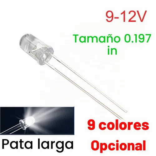 Vista 4 de 50 piezas 12 V 5 mm LED blanco 9 V - 12 V Diodos emisores de luz para grupo de instrumentos