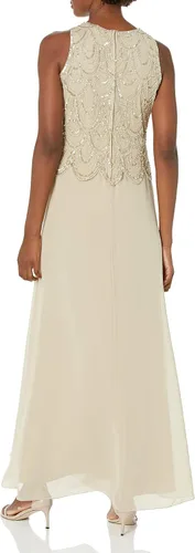 Vista 36 de J Kara Vestido largo sin mangas con cuentas y bufanda para mujer, talla grande