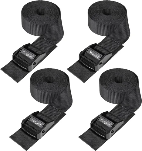 Vista 14 de Ayaport Correas de amarre con hebillas ajustables con hebilla de leva de amarre correa de cincha para embalaje negro, paquete de 4
