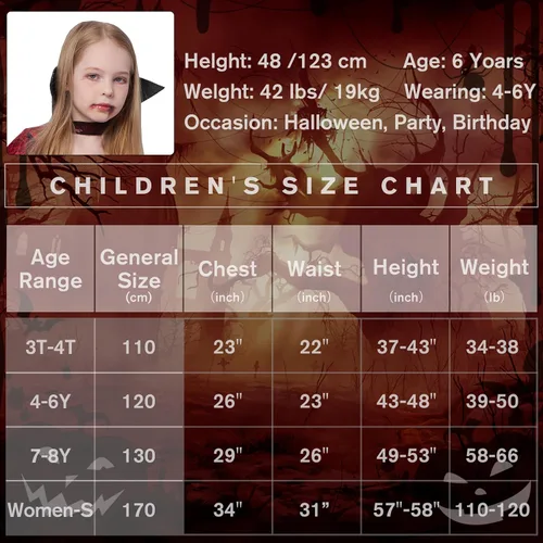 Vista 14 de IKALI - Disfraz elegante de vampiro para niña, vestido de princesa para Halloween