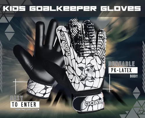 Vista 6 de Guantes de portero de fútbol, guantes de portero de fútbol para niños, niños y jóvenes, niños con doble muñeca de 4 mm y palma de súper agarre