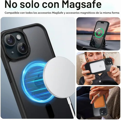 Vista 6 de BENTOBEN Compatible con iPhone 15 Plus, Funda de teléfono magnética translúcida mate delgada a prueba de golpes [Compatible con MagSafe] Funda