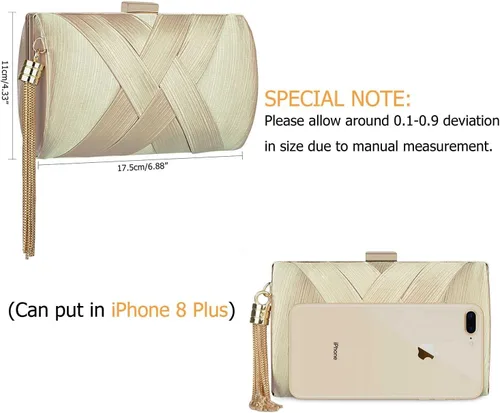 Vista 5 de Bolsos de noche para mujer, elegante bolso de mano con borlas para novia, boda, graduación, noche, fiesta
