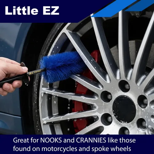 Vista 4 de EZ Detail Brush Little - Limpiador de llantas para automóviles, bicicletas, camiones, motocicletas y otros vehículos. Herramienta de detallado