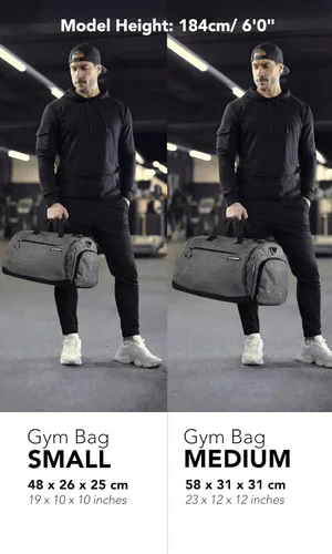 Vista 3 de Fitgriff Bolsa de gimnasio para hombres y mujeres con compartimento para zapatos y artículos húmedos, bolsa de lona para viajes, deportes, fitness