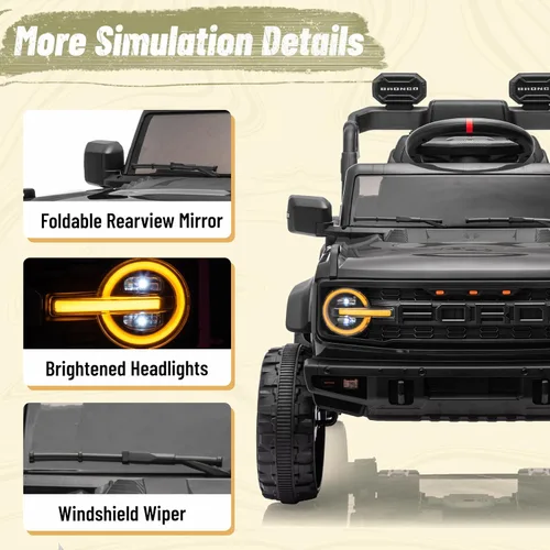 Vista 7 de YOFE Juguete de batería de 12V para niños, Ford Bronco Raptor Coche eléctrico para niños con control remoto para padres, camioneta con batería