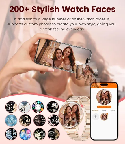 Vista 7 de Reloj inteligente para mujer con llamada de marca/respuesta, rastreador de actividad HD AMOLED de 1.43 pulgadas para Android iOS, reloj inteligente