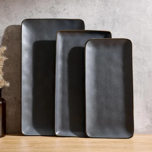 Vista 15 de Famiware Plato de Servir, Platos de Servir Rectangulares de 15.67/14.1/12.6 pulgadas para Entretenimiento, Esmalte Reactivo, Bandejas de Servir