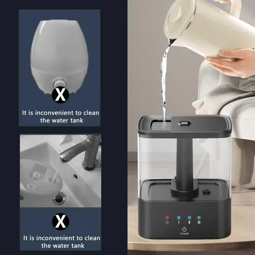 Vista 4 de KZF Humidificadores de llenado superior de 4 L para dormitorio y tiempo de funcionamiento de 60 horas, humidificador de niebla fría, 3 niveles