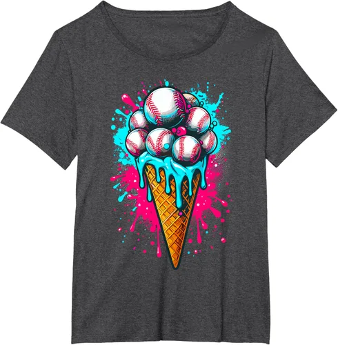 Vista 24 de Camiseta de béisbol de acuarela de helado de béisbol