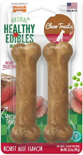 Vista 21 de Nylabone Healthy Edibles Natural Dog Chews - Golosinas masticables de larga duración con sabor a tocino para perros, pequeños/regulares (1 unidad)