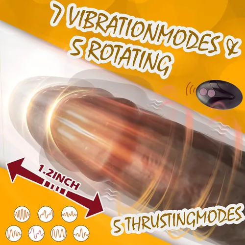 Vista 2 de Vibrador de empuje de 8.6 pulgadas con 5 rotaciones, 7 vibraciones vibratorias y calentadoras, juguete sexual para mujeres, pene telescópico