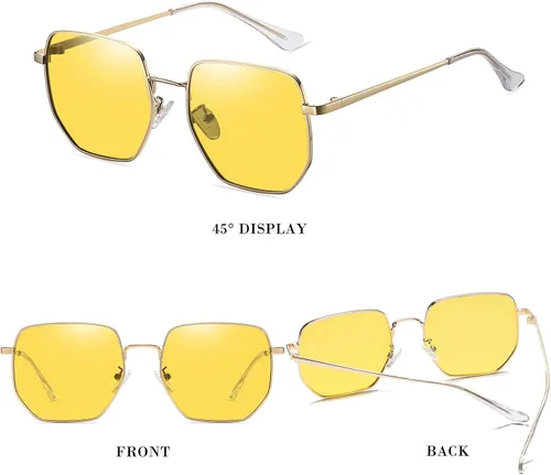Vista 3 de HJSTES Square Polarized Sunglasses Womens Men Trendy Hexagon Frame Sun Glasses UV400 Protection