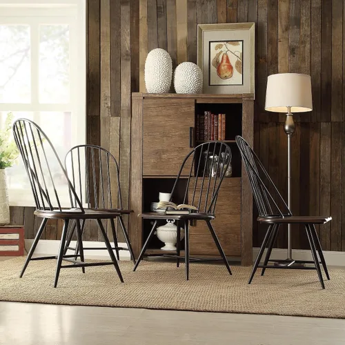 Vista 3 de Inspire Q Belita - Juego de comedor moderno de madera de dos tonos, 5 piezas, color negro y marrón