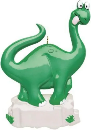 Vista 2 de Adorno de árbol de Navidad personalizado 2024 para niños, dinosaurio verde, adorno personalizado de Feliz Navidad, recuerdo de dinosaurio para niños