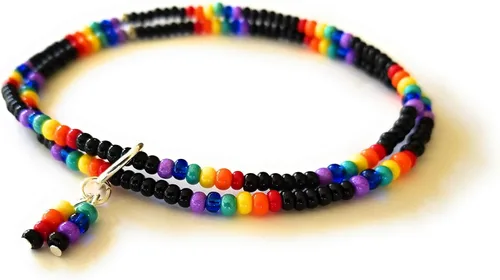 Vista 2 de Pulsera de tobillo arco iris colores orgullo LGBT semillas tobillera negro multi