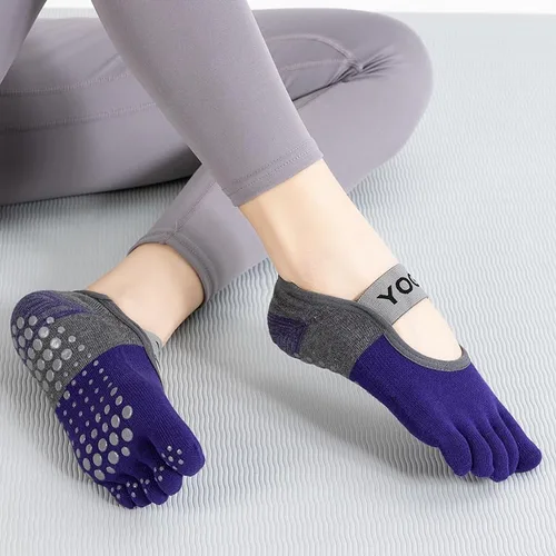 Vista 8 de RosyClouds Calcetines de yoga para mujer con agarres, calcetines antideslizantes para pilates, barras, ballet, fitness, 6 pares, Mix-6 pares