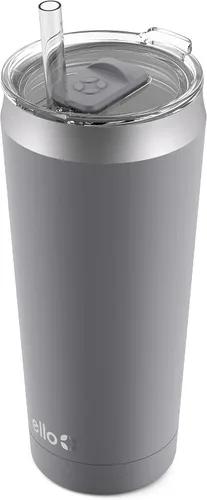Vista 3 de Ello Beacon - Vaso de acero inoxidable aislado al vacío con tapa deslizante y popote opcional