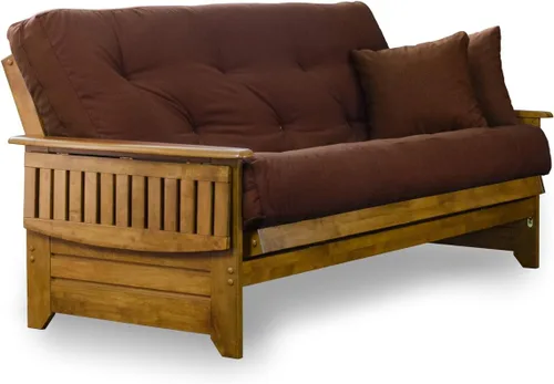 Vista 5 de Nirvana Futons Brentwood - Juego de sofá cama tipo futón con brazo tipo bandeja, marco completo, colchón de microfibra de 8 pulgadas, acabado