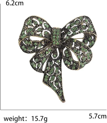 Vista 3 de Broches de lazo grandes vintage con diamantes de imitación brillantes, delicados broches de lazo clásico para bodas, fiestas, banquetes de baile