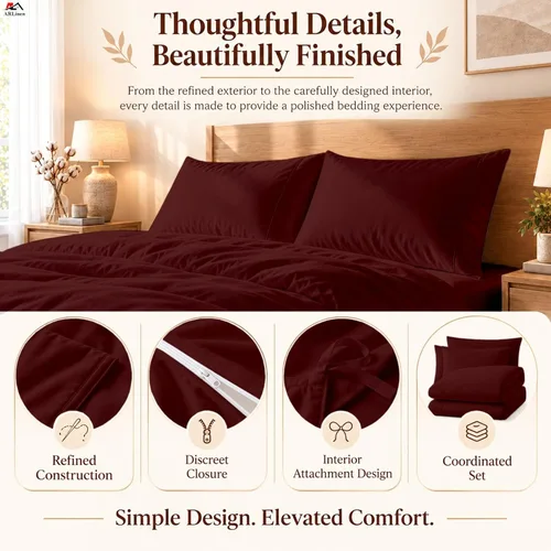 Vista 6 de ARlinen Juego de funda de edredón de tamaño individual, 100% algodón egipcio, juego de ropa de cama de 3 piezas con cierre de cremallera, incluye 1