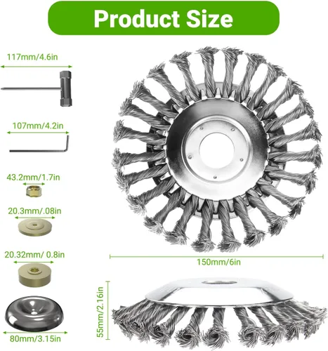 Vista 2 de Cabezales de accesorios para malezas de 6 pulgadas, cortador de cepillo giratorio de alambre de acero, cabezal de recortadora, compatible