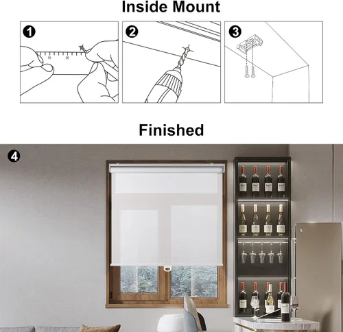 Vista 8 de Persianas enrollables sin cordón con filtro de luz para ventanas, persianas enrollables con resorte y puerta para dormitorio, persianas para Beige