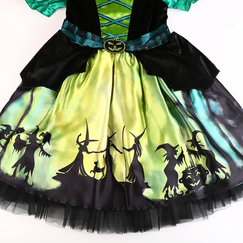 Vista 6 de Lingway Toys Disfraz de bruja de Halloween con sombrero para niñas