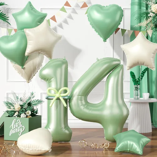 Vista 42 de Globos dorados de color champán con el número 11, globos de oro claro, globo de aluminio dorado con forma de corazón con estrella y globo largo