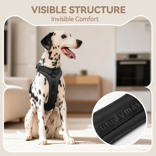Vista 5 de Arnés para perro sin tirones con licra, dispersión de fuerza de tres puntos y acolchado 3D, malla transpirable ajustable para perros pequeños