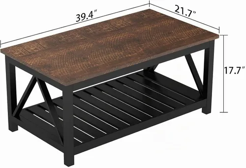Vista 2 de ChooChoo - Mesa de centro de granja de 40 pulgadas con diseño de marco en A para sala de estar