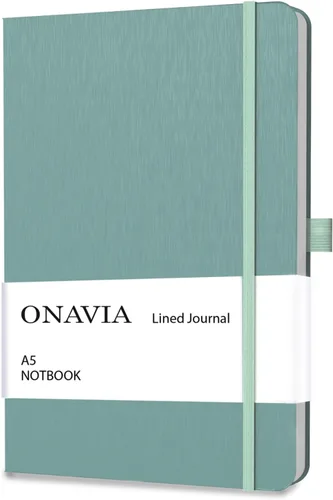 Vista 15 de ONAVIA Cuaderno rayado A5, cuaderno de notas con rayas universitarias de 7mm, diario para escribir, trabajo, escuela, viajes y toma de notas, tapa