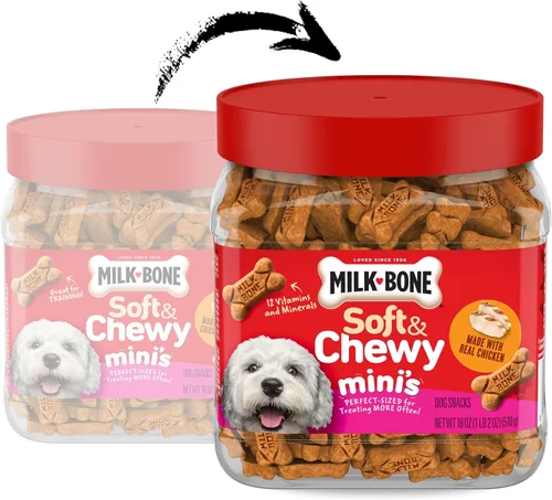 Vista 2 de Milk-Bone Golosinas suaves y masticables Mini para perros, pollo, 18 onzas Hechas con pechuga de pollo real