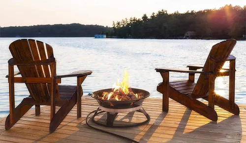 Vista 2 de Outland Living Chimenea portátil de propano, 21 pulgadas, 58,000 BTU con cubierta de chimenea y kit de transporte, fogata de gas sin humo Perfecta