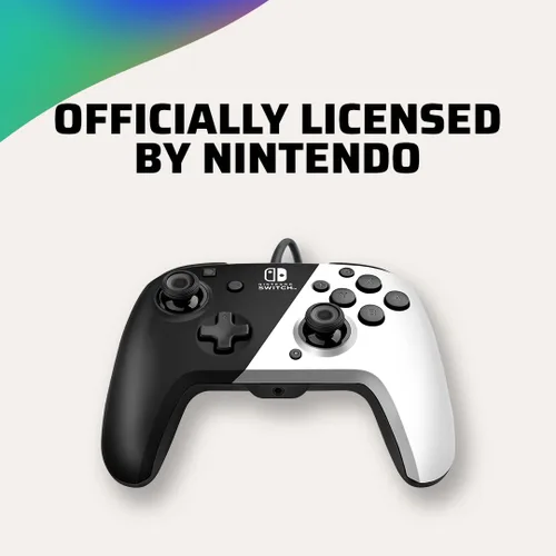 Vista 5 de PDP Gaming Faceoff Deluxe+ Wired Switch Pro Controller - Officially Licensed by Nintendo - OLED Model- BlackWhite - Nintendo Switch