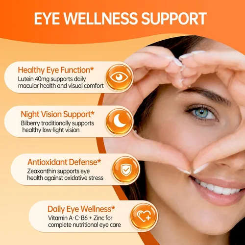 Vista 4 de Luteína 40mg Zeaxantina Vitaminas Ojos de Arándano, 120ct