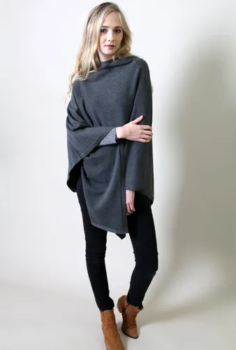 Vista 3 de Suéter de punto Poncho de punto para mujer, algodón orgánico, hilo amoroso