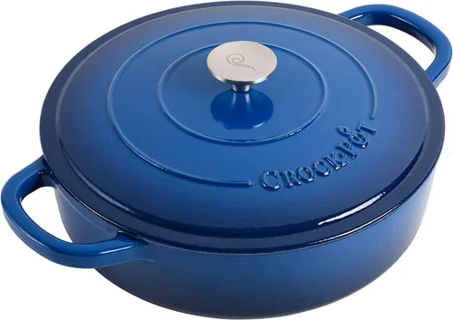 Vista 11 de Crock Pot Artisan - Cacerola de hierro fundido esmaltado con tapa, 5 cuartos de galón, azul aguamarina