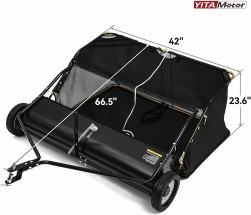 Vista 3 de YITAMOTOR Barredora de césped de remolque de 42 pulgadas, colector de hojas