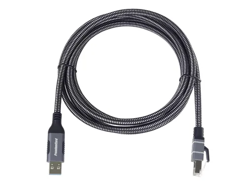 Vista 7 de PremiumCord Cable Ethernet USB a RJ45 10/100/1000 Mbps CAT 6 FTP USB A macho a RJ45 macho USB 3.2 Gen 1 Cable trenzado resistente gris espacial