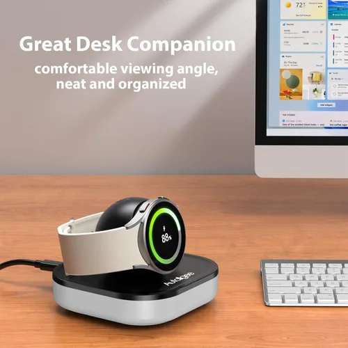 Vista 8 de Soporte de Carga para Cargador de Samsung Galaxy Watch, Base de Carga Magnética Modo Mesita de Noche con Luz y Cable USB para Watch 8/8