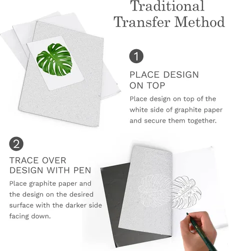 Vista 7 de MyArtscape Art Supplies - Papel de transferencia de grafito de calidad para artistas, 9 x 13 pulgadas, 25 hojas, papel de carbono encerado, con bloc