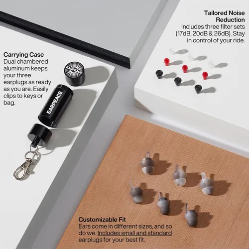Vista 4 de EarPeace Tapones para los oídos para motocicleta, reutilizables, de alta fidelidad para moto, protección auditiva para deportes de motor, trabajo