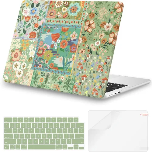 Vista 22 de iCasso para M4 MacBook Air de 13 pulgadas Funda 2025 2024-2022 M3 M2 Modelo A 3240 A3113 A2681, Funda de plástico de patrón protector resistente