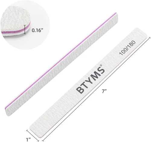 Vista 2 de BTYMS 30 unidades de limas de uñas de grano 100/180 y pulidoras profesionales de doble cara, herramienta de manicura para uñas acrílicas