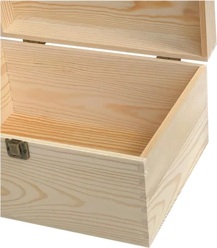 Vista 3 de Cregugua 1 caja de madera sin terminar con tapa, caja de almacenamiento de madera para proyectos de arte de bricolaje