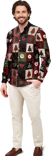 Vista 22 de Camisas polinesias para hombre con patrones de hojas tropicales polinesias, camisa hawaiana de manga larga para hombre, ropa de vacaciones de otoño