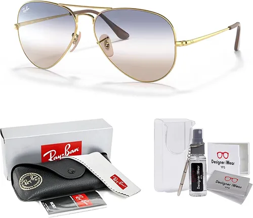 Vista 2 de Ray-Ban Aviator Metal II RB3689 - Lentes de sol de aviador para hombre y mujer + paquete con kit de gafas de diseño iWear de cortesía